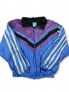 Vintage 90s Retro Purple And Blue Windbreaker Jacket Unisex Size M/L